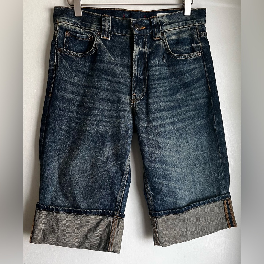 NWOT Zara Cuffed Shorts, Dark Wash, 2